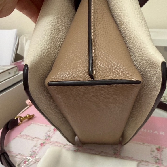 Coach Chalk and Mahogany Pebbled Leather Shoulder Bag - Picture 3 of 16